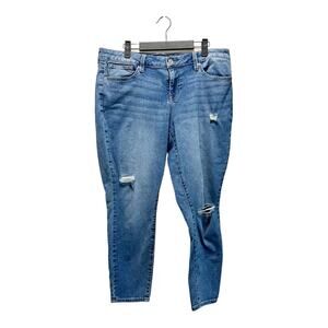 Lucky Brand Low Rise Lolita Skinny Jeans Distressed Stretch Medium Wash Sz 14/32
